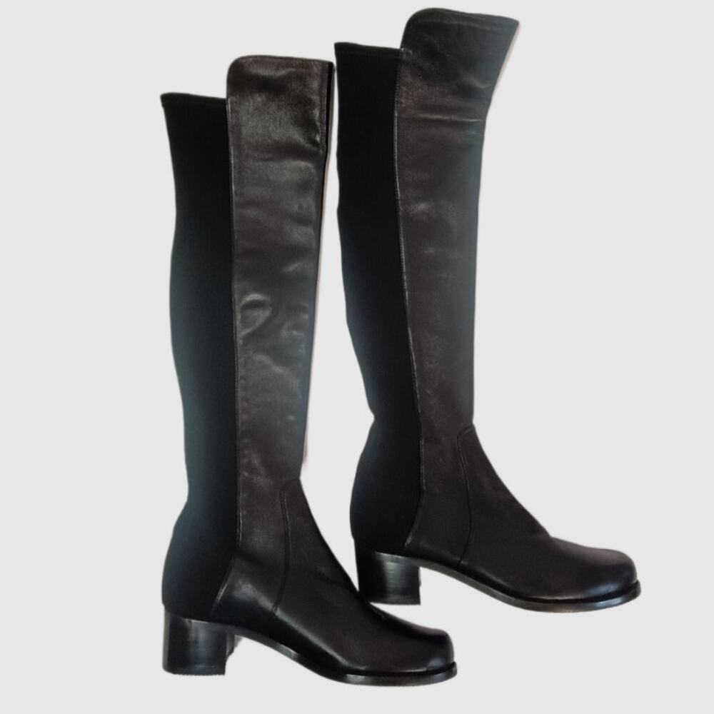 Stuart Weitzman 5050 Over The Knee Black Leather Boots Size 7B